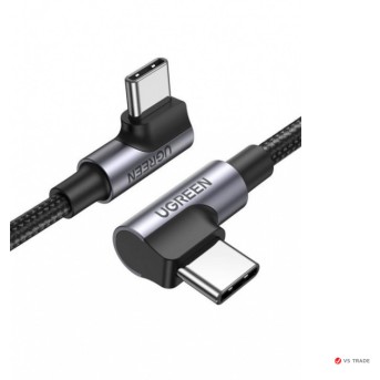 Кабель UGREEN Angled USB-C M/<wbr>M Cable Aluminium Shell with Braided 2m (Black) - Metoo (1)