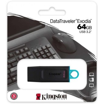 USB- Flash Kingston DTXM/<wbr>64GB, USB 3.2 Gen 1, черный пластик - Metoo (1)