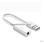 Адаптер стерео звука UGREEN US206 USB A Male to 3.5 mm Aux Cable (White)
