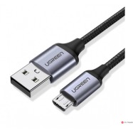 Кабель UGREEN US290 USB 2.0 A to Micro USB Cable Nickel Plating Aluminum Braid 1.5m (Black), 60147