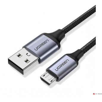 Кабель UGREEN US290 USB 2.0 A to Micro USB Cable Nickel Plating Aluminum Braid 1.5m (Black), 60147 - Metoo (1)