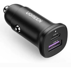 Автомобильное ЗУ Ugreen EC305 1*USB-C PD+USB-A 30W Fast Car Charger, 25845..