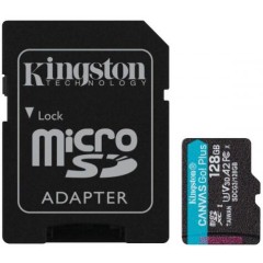 Карта памяти Kingston 128GB microSDXC Canvas Go Plus 170R/<wbr>90W A2 U3 V30 Card No Adapter, SDCG3/<wbr>128GBSP
