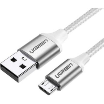 Кабель UGREEN US290 USB 2.0 A to Micro USB Cable Nickel Plating Aluminum Braid 1m (White), 60151 - Metoo (1)
