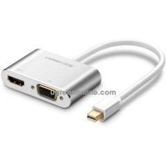 Адаптер UGREEN MD115 Mini DP to HDMI + VGA Converter (Silver)