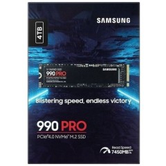 Твердотельный накопитель Samsung 990 PRO, 4Tb, M2 NVMe 2280, PCI-E 4.0, Read 7450, Write 6900, MZ-V9P4T0BW