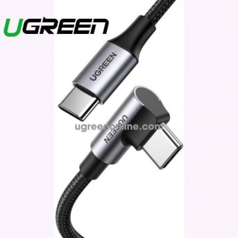Кабель UGREEN US334 USB-C 2.0 to Angled USB-C M/<wbr>M Cable Aluminium Shell with Braided 1m (Black) - Metoo (1)