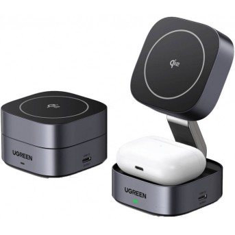 Беспроводная зарядка Ugreen W702 35316 2-in-1/15W Magnetic Wireless Charger for IPhone + AirPods в Metoo.kz - Metoo (1)