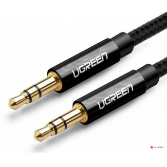 Аудиокабель UGREEN AV112 3.5mm Male to 3.5mm Male Cable Gold Plated Metal Case with Braid, 1m, Black, 50361 - Metoo (1)