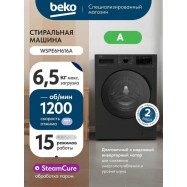 Стиральная машина Beko Black, 6,5 кг, 15 программ, глубина 44 см WSPE6H616A..