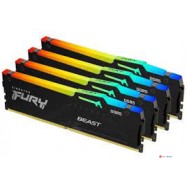 ОЗУ DIMM DDR5 Kingston FURY Beast Black RGB 128Gb(32Gbx4)5600MT/s,2RX8,CL40-40-40,1.25V,288-pin,16Gbit,KF556C40BBAK4-128