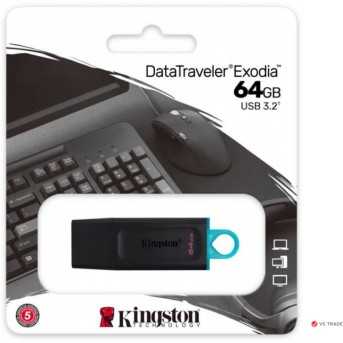 USB- Flash Kingston DTXM/<wbr>64GB, USB 3.2 Gen 1, черный пластик - Metoo (1)