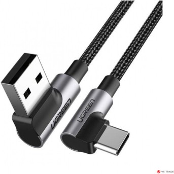 Кабель UGREEN US176 Angled USB2.0 A to TYPE-C M/<wbr>M Cable Nickel Plating Aluminum Shell with Braided 2m (Black) - Metoo (1)