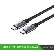 Кабель UGREEN US161 USB 3.1 Type C Male to Type C Male Cable Nickel Plating Aluminum Shell 1.5m (Gray)