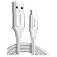 Кабель UGREEN US288 USB-A 2.0 to USB-C Cable Nickel Plating Aluminum Braid 0.25m, White, 60129