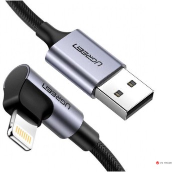 Кабель Ugreen US299 Angled Lightning To USB 2.0 A Male Cable(90° Angle)/<wbr>Black 1M, 60521 - Metoo (1)