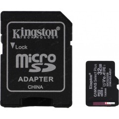 Карта памяти Kingston 32GB microSDHC Canvas Select Plus 100R A1 C10 Card + Adapter, SDCS2/<wbr>32GB