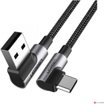 Кабель UGREEN Angled USB 2.0 A to Type C Cable Nickel Plating Aluminum Shell 1m (Black) - Metoo (1)
