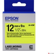 Лента Epson Label Cartridge Fluorescent LK-4YBF Black/Yellow 12mm (9m)