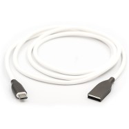 Кабель PowerPlant USB - microUSB, 1м, силикон, белый