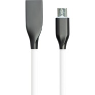 Кабель PowerPlant USB - microUSB, 2м, силикон, белый