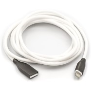 Кабель PowerPlant USB - Lightning, 2м, силикон, белый