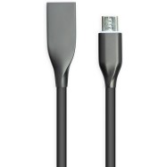 Кабель PowerPlant USB - microUSB, 1м, силикон, черный