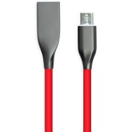 Кабель PowerPlant USB - microUSB, 1м, силикон, красный