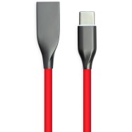 Кабель PowerPlant USB - Type-C, 1м, силикон, красный