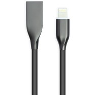 Кабель PowerPlant USB - Lightning, 1м, силикон, черный