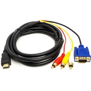 Кабель PowerPlant HDMI (M) - VGA (M) / 3*RCA (M), 1080p, 1м