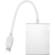 Переходник PowerPlant USB 3.0 - HDMI, DVI, VGA, RJ45 Gigabit Ethernet