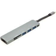 Переходник PowerPlant USB 3.1 Type-C - USB Hub, HDMI, Card Reader (SD, micro SD)