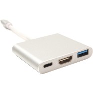 Кабель-переходник PowerPlant USB C-Type - HDMI/USB Multiport Adapter для MacBook 12, 0.15m