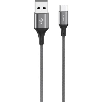 Кабель Olmio BASIC, USB 2.0 - Type-C, 1.2м, 2.1A, тканевая оплетка, белый - Metoo (1)