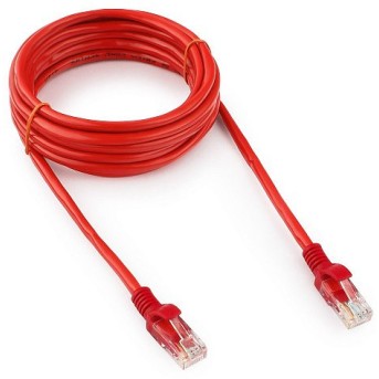 Патч-корд UTP Cablexpert PP12-3M/<wbr>R кат.5e, 3м, литой, многожильный (красный) - Metoo (1)