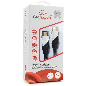 Кабель HDMI Cablexpert, серия Silver, длина 3 м, v1.4, M/<wbr>M, позол.разъемы, коробка - Metoo (1)