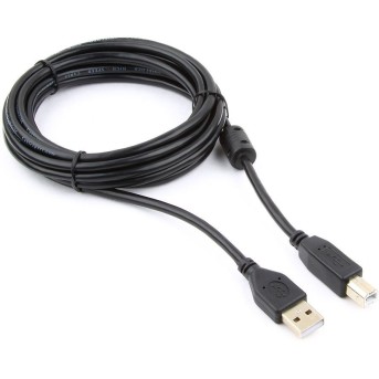 Кабель USB 2.0 Pro Cablexpert CCF-USB2-AMBM-10, AM/<wbr>BM, 3м, экран, феррит.кольцо, черный, пакет - Metoo (1)