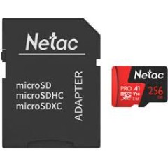 Карта памяти MicroSD 256GB Class 10 U1 Netac NT02P500PRO-256G-R с адаптером