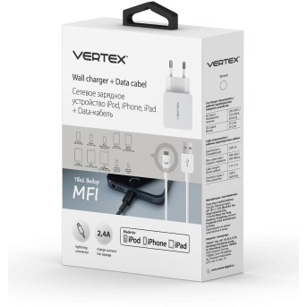 Зарядное устройство сетевое для iPhone Vertex USB 2,4А - Metoo (1)