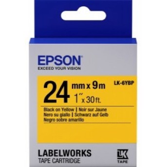 Лента Epson C53S656005 LK-6YBP пастельная лента 24мм Желтая Черная 9м - Metoo (1)
