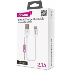 Кабель OLMIO USB 2.0 - Lightning, 2м, белый
