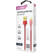 Кабель OLMIO DELUXE, USB 2.0 - microUSB, 1м, 2.1A, красный