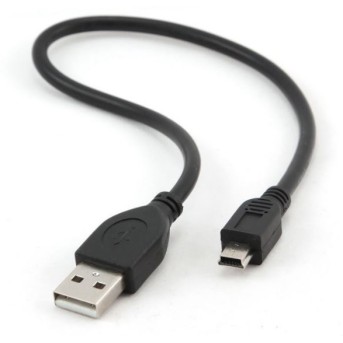 Кабель USB 2.0 Pro Cablexpert CCP-USB2-AM5P-1, AM/<wbr>miniBM 5P, 0.3м, экран, черный, пакет - Metoo (1)