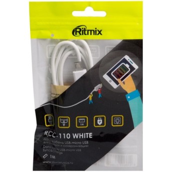 Кабель Ritmix RCC-110 MicroUSB-USB белый - Metoo (1)