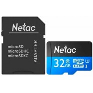 Карта памяти MicroSD 32GB Class 10 U1 Netac P500 NT02P500STN-032G-R с адаптером SD