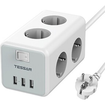 Сетевой фильтр Tessan TS-306 серый - Metoo (1)