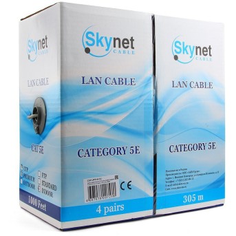 Кабель SkyNet Premium UTP indoor 4x2x0,51, медный, FLUKE TEST, кат.5e, однож., 305 м, box, серый - Metoo (1)