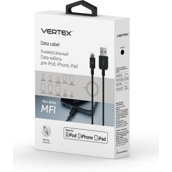 Кабель Apple Vertex MFIDC1000BL MFI черный - Metoo (1)