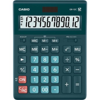 Калькулятор настольный CASIO GR-12C-DG-W-EP зеленый - Metoo (1)